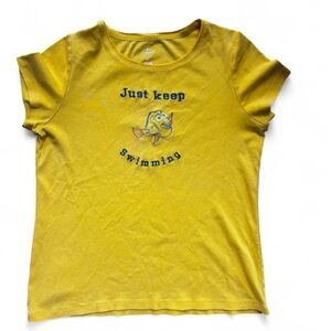 yellow just keep swimming dory embroidered tee